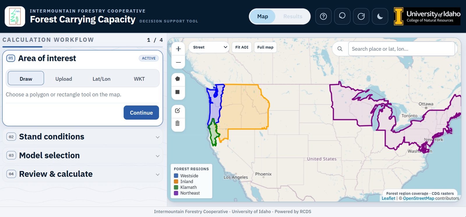 Forest Carrying Capacity Calculator screenshot